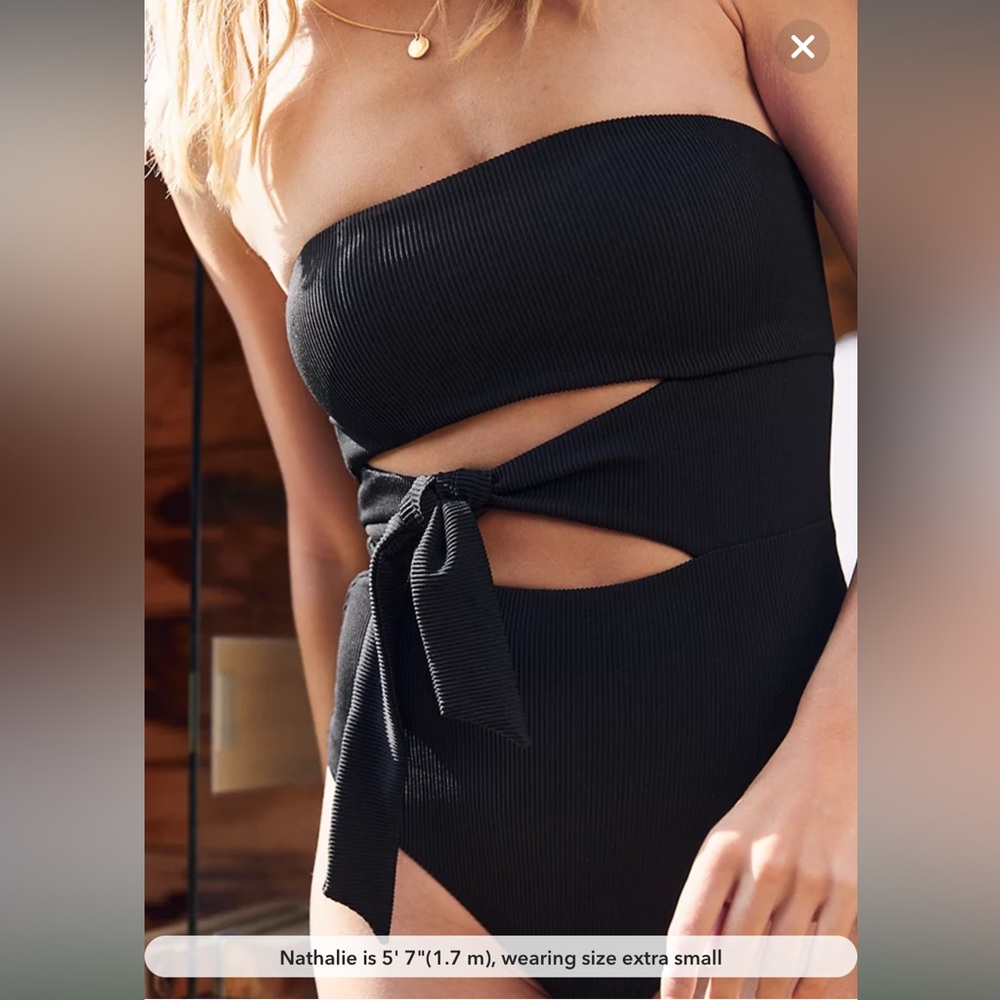 Aerie Ribbed Wrap Strapless One Piece Swimsuit
